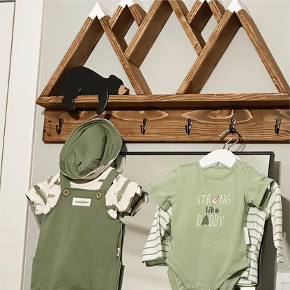 Woodland Nursery Decor For Baby, Black Bear Decoration, Wooden Wilderness Sleeping Bear, Safari Forest Decor For Classroom Bedroom Nursery Room Shelf (Black) - Image 2