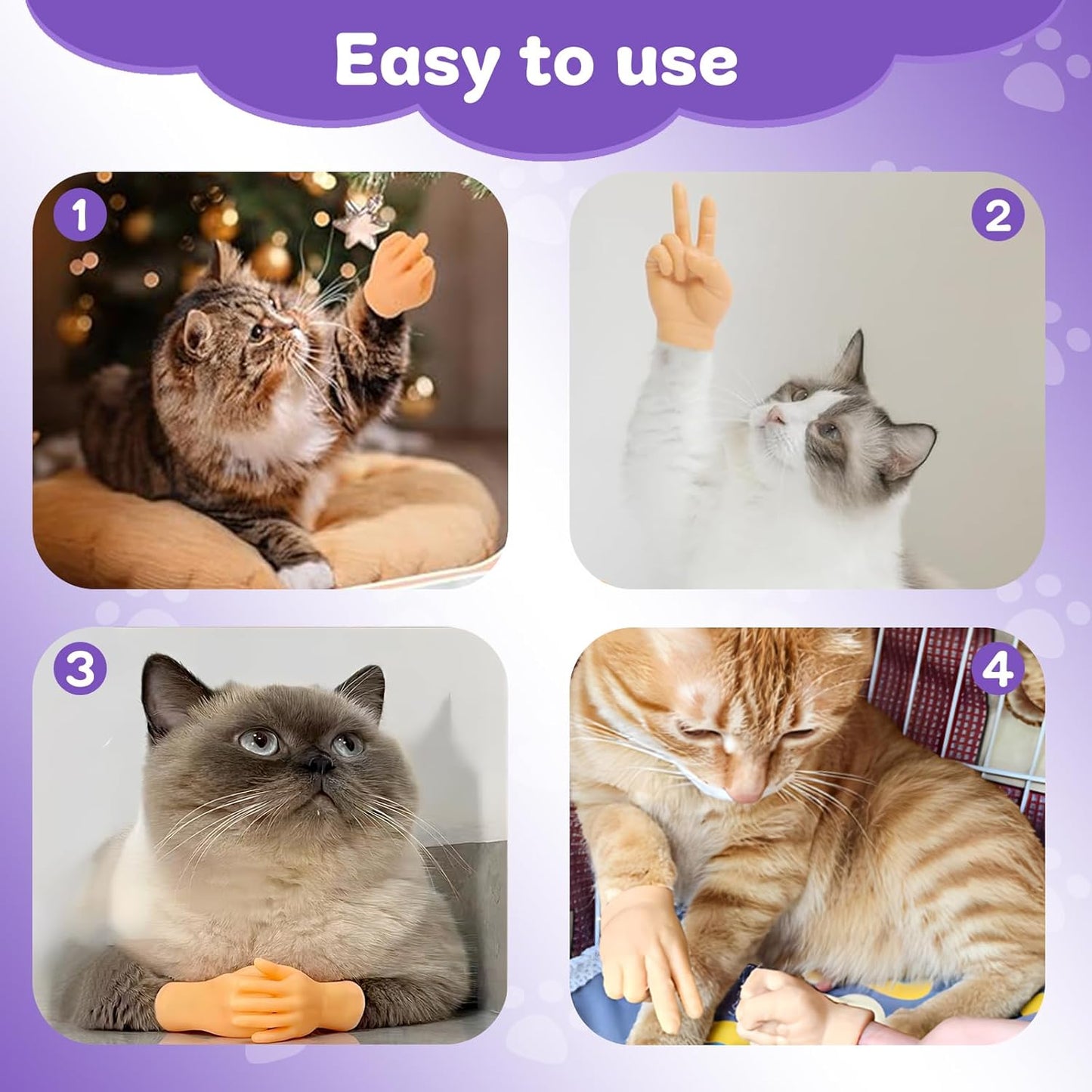 7-Pack Mini Hands for Cats, Tiny Hands for Cats,Crossed Cat Mini Hands,Small Elastic Hands for Cats,Mini Human Hands for Cats,Tiny Folded Hands for Cat Paws, Mini Crossed Cat Hands for Cats - Image 4