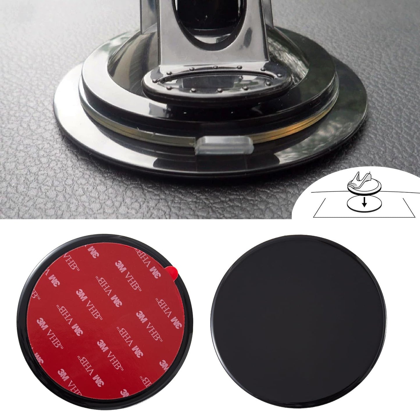 2 Pcs 70mm 3M VHB Adhesive Dashboard Pad Mounting Disk for Suction Cup Phone Mount & Garmin GPS Suction Mount Dash Cam Holder Stick On Universal Dash Mount Pad - Image 3
