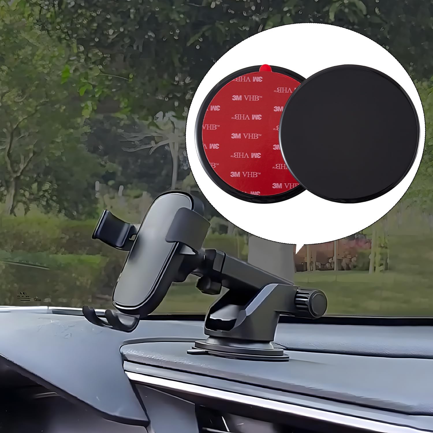 2 Pcs 70mm 3M VHB Adhesive Dashboard Pad Mounting Disk for Suction Cup Phone Mount & Garmin GPS Suction Mount Dash Cam Holder Stick On Universal Dash Mount Pad - Image 4
