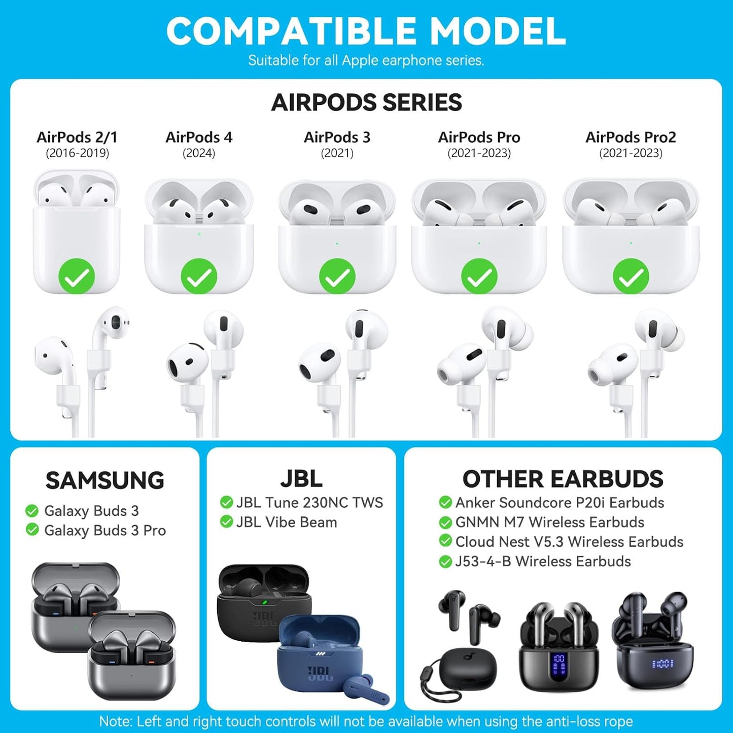 AirPod Strap with Magnetic,AirPod Lanyard Anti-Lost Cord for Sports Anti-Loss, AirPod Accessories Compatible with AirPods 4 Case 2024, AirPod Pro 2nd/1st, AirPod 3, AirPod 2/1- White 1 Pack - Image 2
