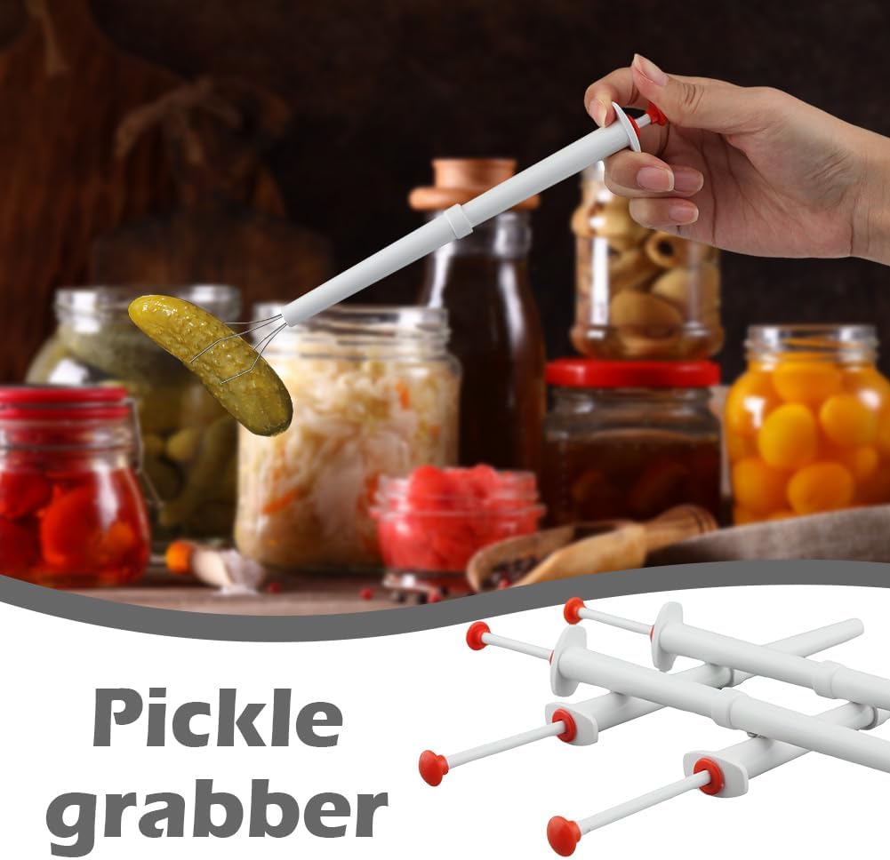 6Pcs Pickle Grabber Tool, Pickle Picker Deluxe Pickle Pincher with Ice Tongs, Stainless Steel l and Plastic Pickle Grabber Tool Olive Pepper Grabber for Kitchen Food - Image 3