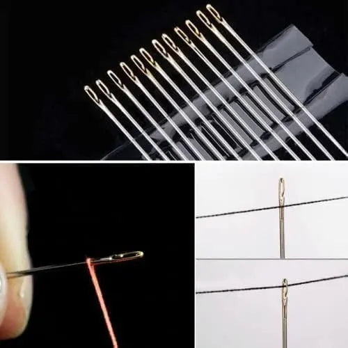 Self Threading Needles for Hand Sewing, Sewing Needles for Hand Sewing, Easy Side Threading Stitching Pins in 3 Sewing Machine Needles Sewing Notions, Easy to Thread Sewing Needles with 12 Needles - Image 3