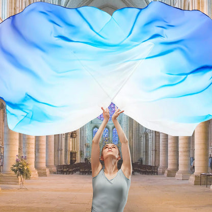 2 Set 55" Praise Dance Worship Flags, with Scalable Rod Semicircle Worship Angel Wing Flag, for Church Dance Performances (White Blue Blue) - Image 4