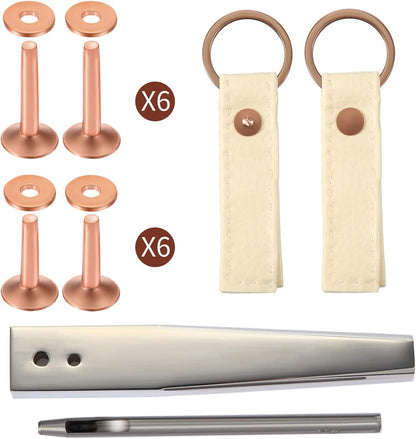 50 Pcs Copper Rivet and Burr 9 and #12 Copper Leather Brass Rivets Fastener Install Setting Tool with Hole Punch Cutter Kit for Belts Wallets Collars Leather Working Supplies - Image 4