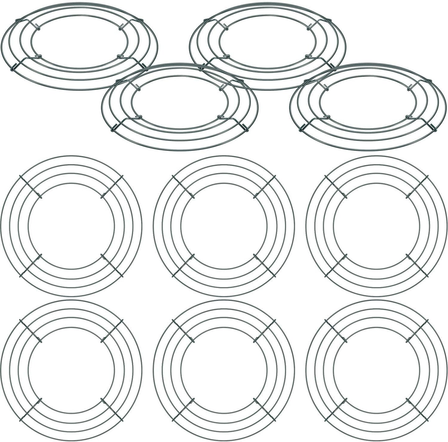 10 Packs Christmas Metal Wreath Frame Green Round Wire Wreath Making Ring DIY Macrame Floral Crafts Wire Form Christmas Decoration Door Craft (10 Inches)