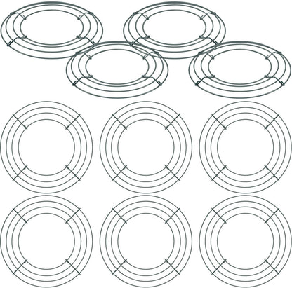 10 Packs Christmas Metal Wreath Frame Green Round Wire Wreath Making Ring DIY Macrame Floral Crafts Wire Form Christmas Decoration Door Craft (10 Inches)