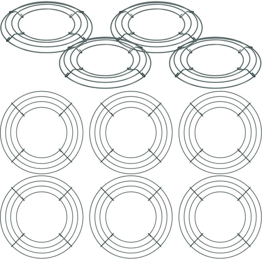 10 Packs Christmas Metal Wreath Frame Green Round Wire Wreath Making Ring DIY Macrame Floral Crafts Wire Form Christmas Decoration Door Craft (10 Inches)