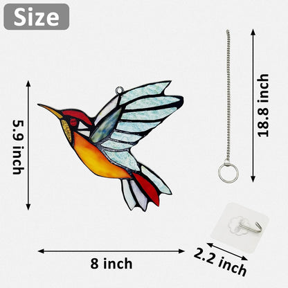 Hummingbird Suncatcher, Plastic Bird Window Hanging with Metal Chain, Colorful Bird Sun Catcher Gifts for Mother Family and Birds Lovers - Image 3