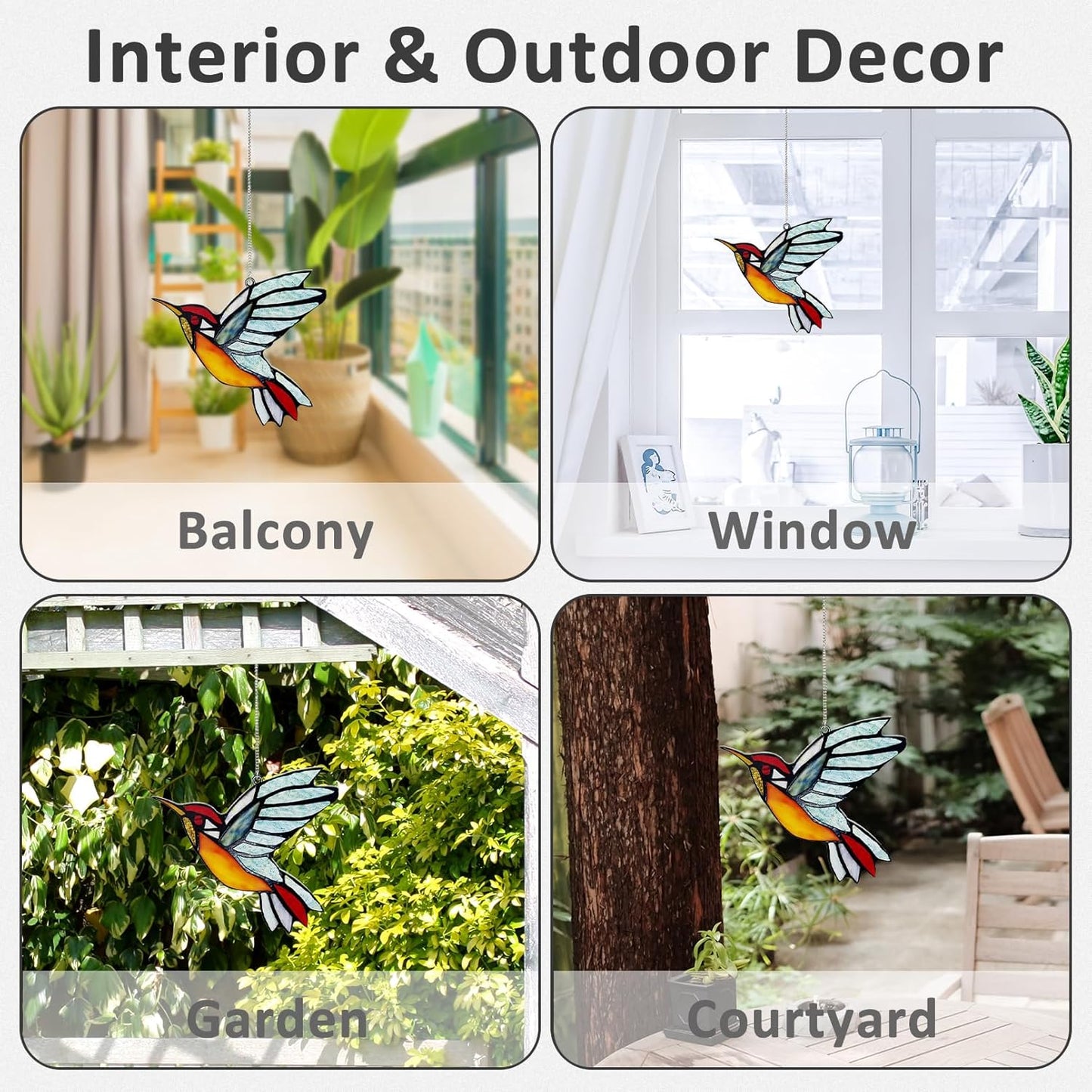Hummingbird Suncatcher, Plastic Bird Window Hanging with Metal Chain, Colorful Bird Sun Catcher Gifts for Mother Family and Birds Lovers - Image 4
