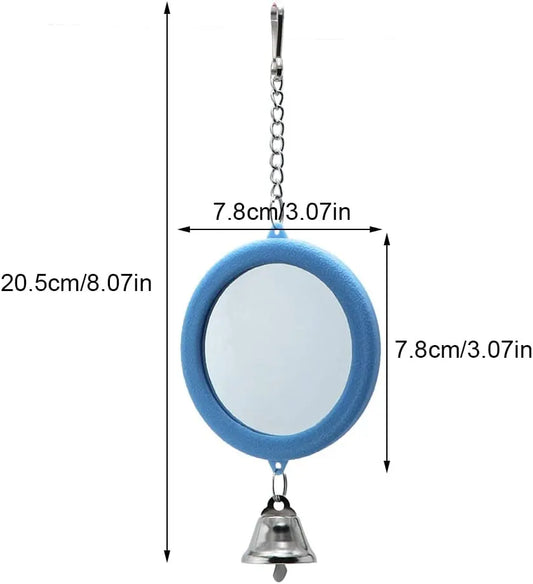 2-Piece Parrot Mirror Toy Hanging with Bells Pendant Bird Cage Accessories for Bird Parrot Budgie Parakeet Cockatiel Conure Lovebird Finch Canary Random Color （ 1pc Square +1pc Circle） … - Image 3