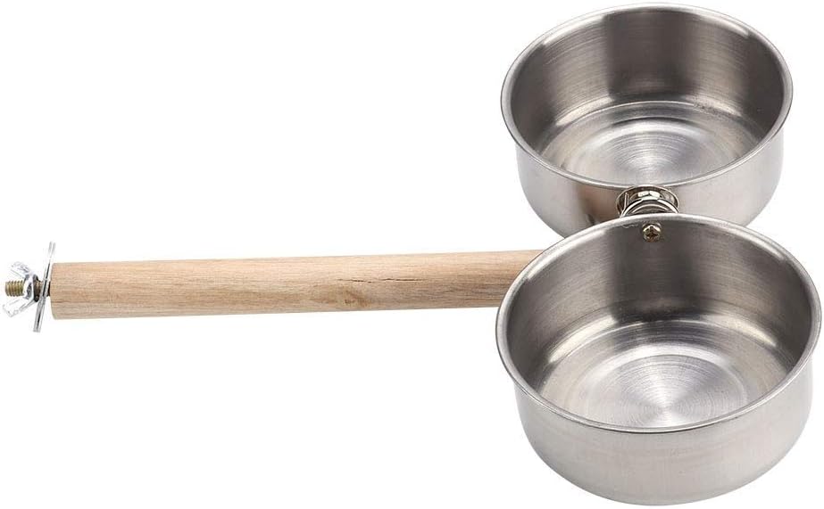 Bird Perch with Feeder CupsBowls Stainless Steel Odorless with Holder Hanger for Outside Durable Water Food Dispenser for Parakeet Cockatiel Conure African Grey Macaw Cage Accessories (B-20CM) - Image 3