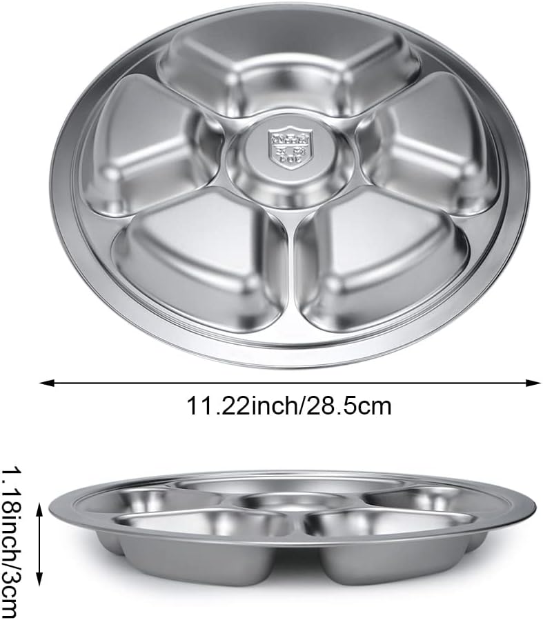 Stainless Steel Round Divided Plate 6 Sections - Image 2