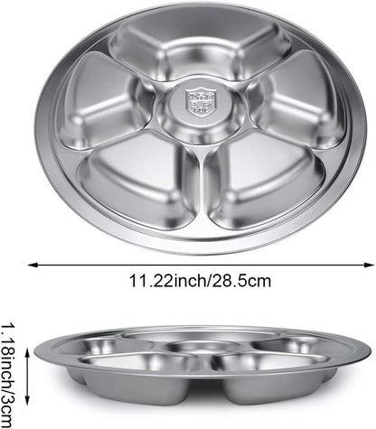 Stainless Steel Round Divided Plate 6 Sections - Image 2