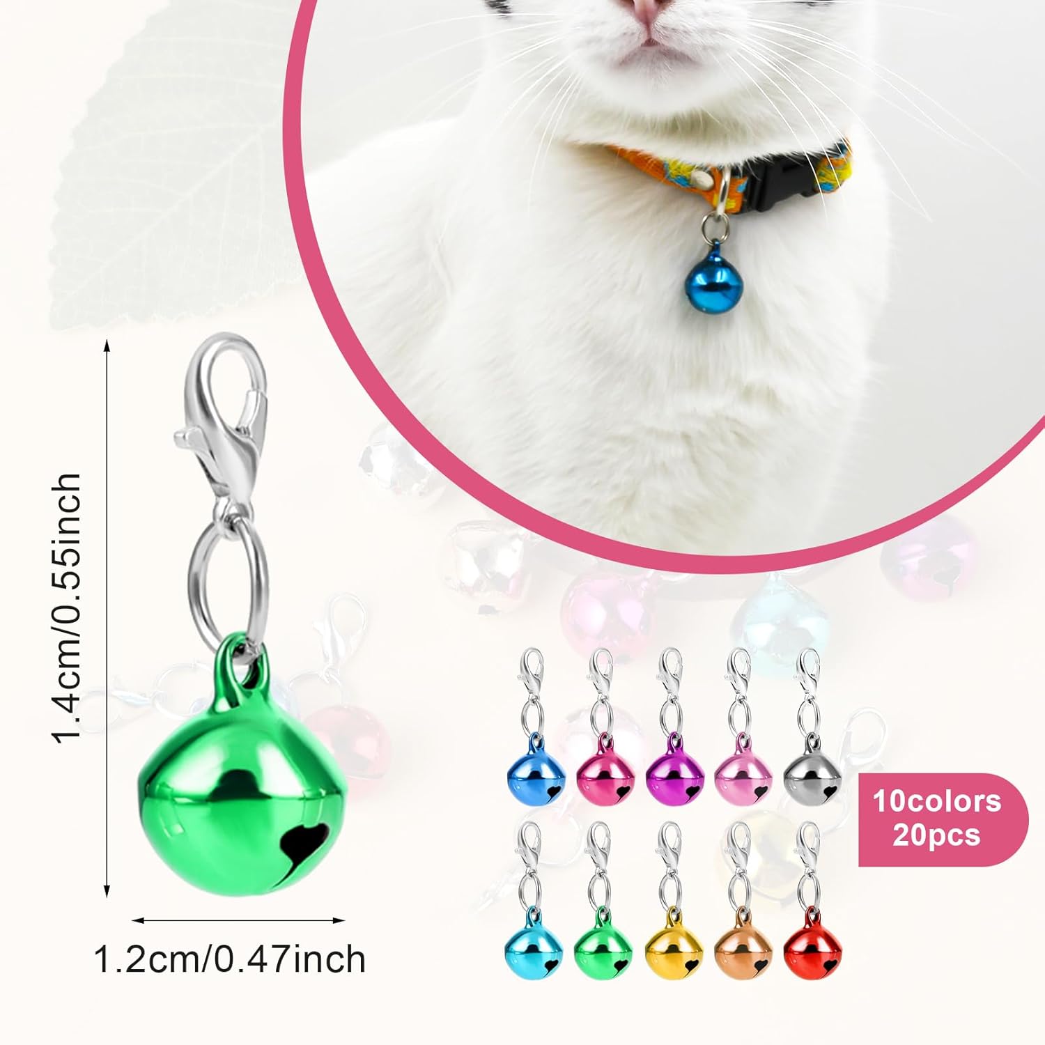 20 pcs Pet Bells for Dog Cat Collar, Metal Round Collar Charms Loud Crisp Sound with Clasps, Kitten Small Animal Pendant Accessories, Christmas Decoration Jingle Bell(Colourful) - Image 2