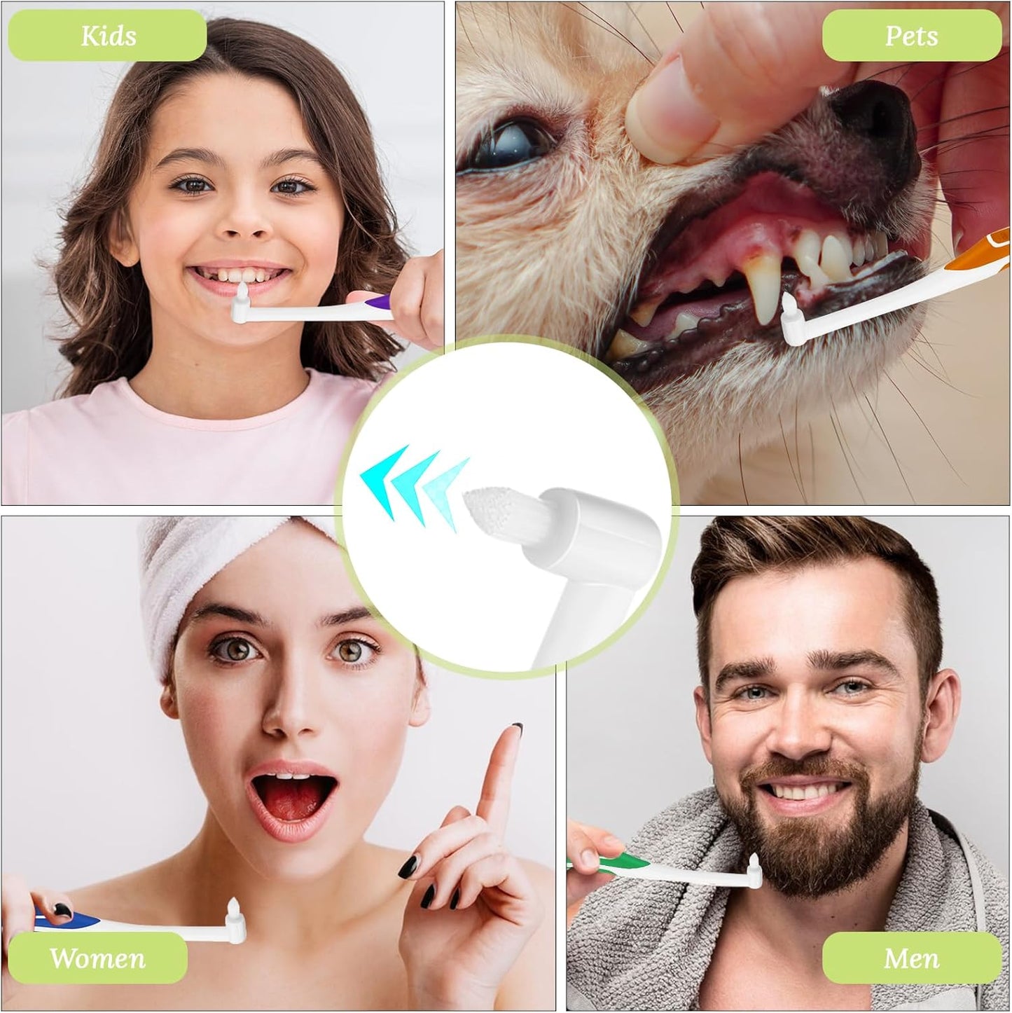 4pcs Tuft Toothbrush Single Tufted Slim Interspace Teeth Brushes End-tuft Tapered Compact Soft Dental Brushes for Detail Cleaning (Green + Blue + Yellow + Purple) - Image 3