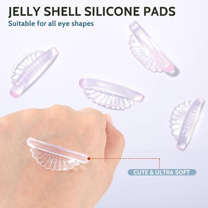 10 Pcs 5 Sizes Lash Lift Pads Self-Adhesive Super Soft Shell Pink Lash Perming Curler Shield Pads Reusable Professional Silicone Eyelash Curlers for All Eye Shapes Lash Lifting - Image 3