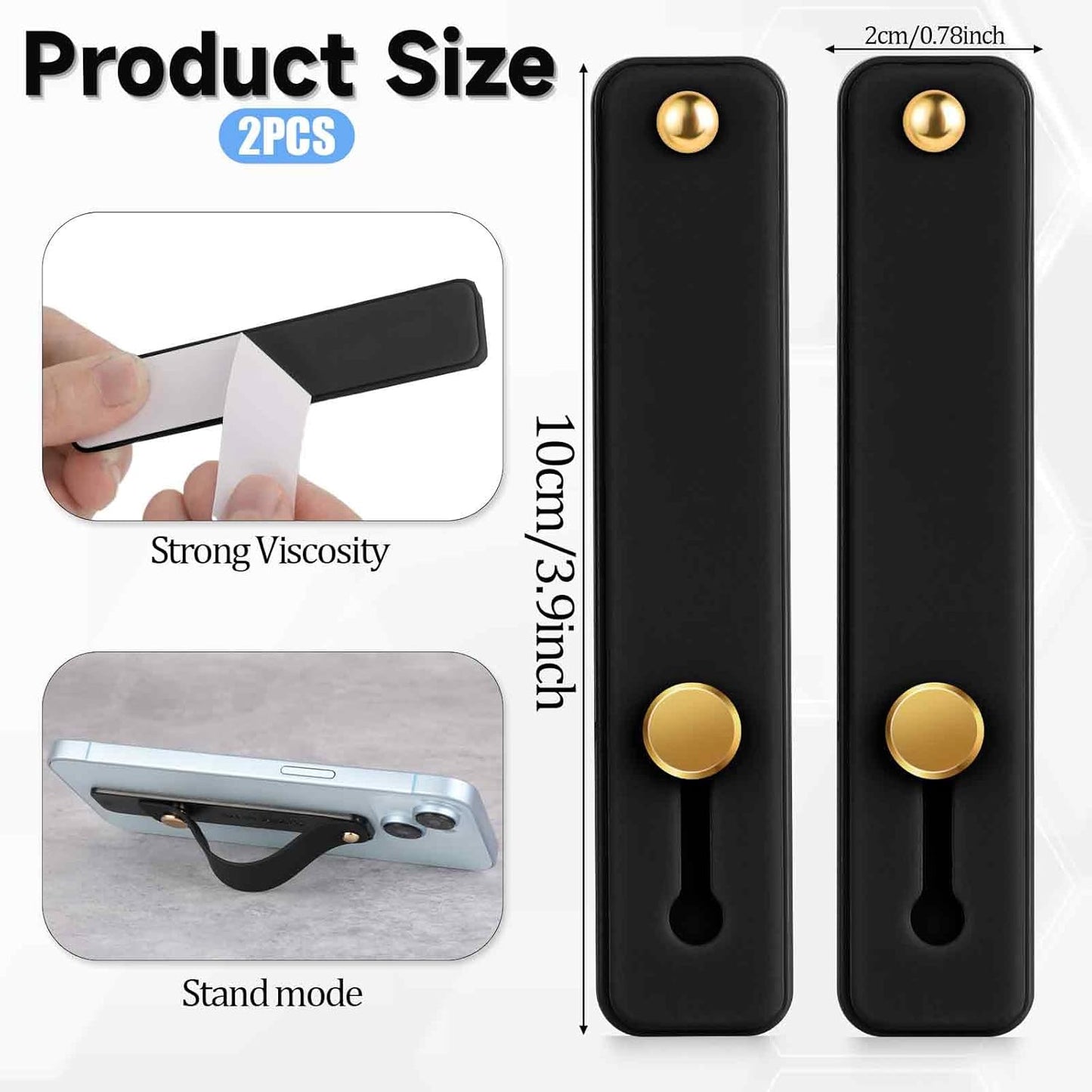 2 Pcs Phone Loop Finger Holder Universal Phone Strap Portable Phone Grip Phone Finger Strap Loop for Phone Case Phone Holder for Hand Phone Grips for Back of Phone Suitable Most Mobile Phones(Black) - Image 2