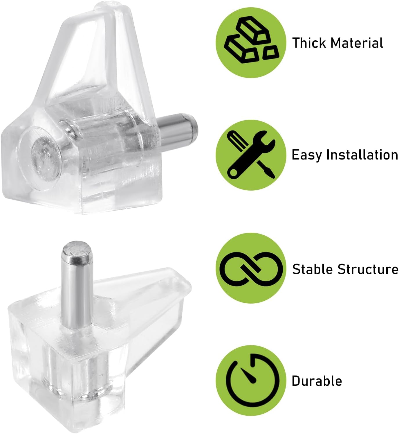 1/8 Inch (3mm) Shelf Support Peg Shelf Pegs Clear Plastic Cabinet Shelf Pins Shelf Holder Pins Replacement Pegs Furniture Shelves Holder Pegs for Kitchen Furniture Cabinet Bookcase, 30Pcs - Image 3