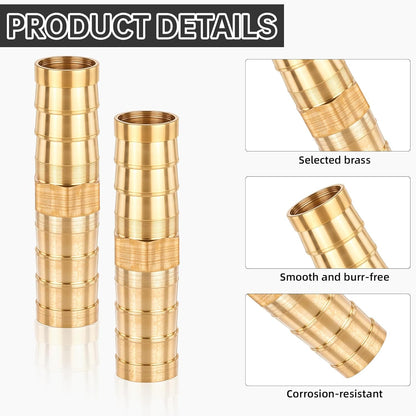 10Pcs Brass Hose Barb Fitting, 3/8" Hose ID Brass Hex Barbed Splicer Mender Barb Hose Union Fuel Gas Water Air Oil, Barbed Fuel Line Connecto Splicer Brass Hose Fitting Mender Joiner - Image 3