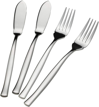 8-Piece Stainless Steel Fish Forks and Knives, Serving Set