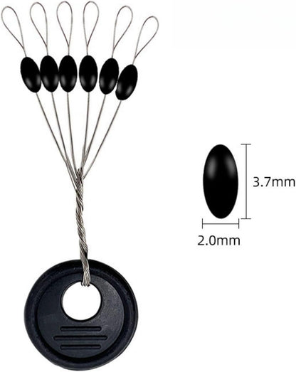 240 Pieces Middle-Sized Fishing Rubber Bobber Beads Stoppers 6 in 1 Black Float Sinker Stops - Image 2