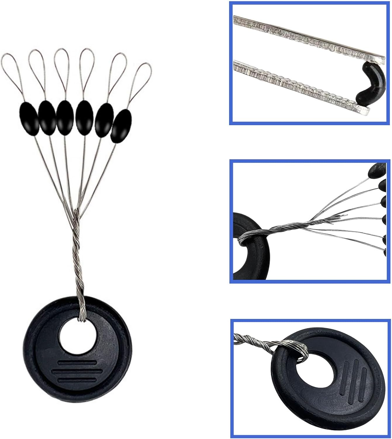 240 Pieces Middle-Sized Fishing Rubber Bobber Beads Stoppers 6 in 1 Black Float Sinker Stops - Image 3