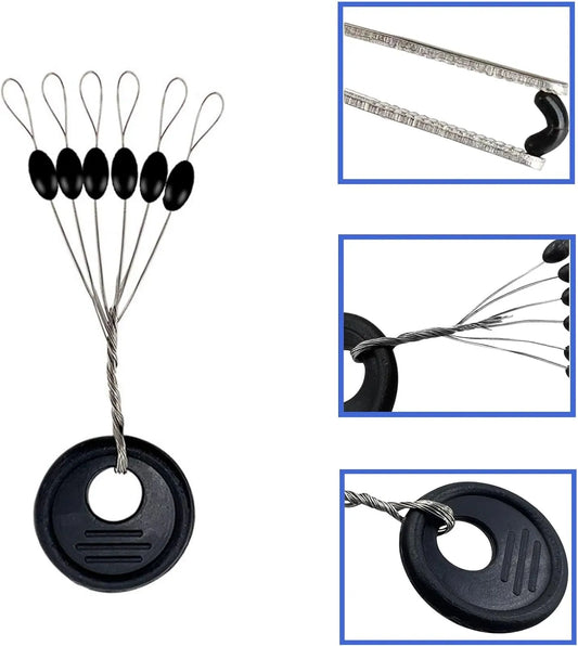 240 Pieces Middle-Sized Fishing Rubber Bobber Beads Stoppers 6 in 1 Black Float Sinker Stops - Image 3