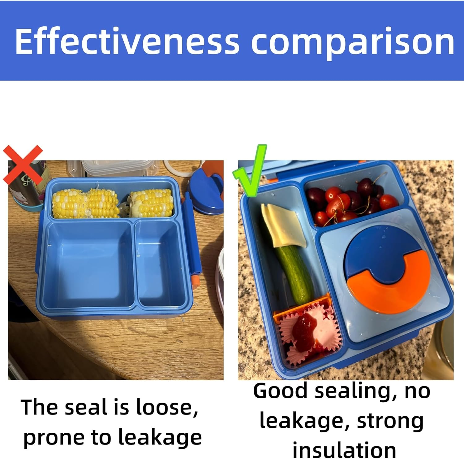 Vacuum Bottle Seal Gasket and Lid Seal Gasket Suitable For OmieBox - bento box accessories - Food-Safe Silicone Rubber (Blue) - Lunch Box NOT Included - Compatible with omie lunch box - Image 3