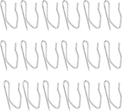 18pcs Metal Curtain Hooks, 1.2 Inch Drapery Pin and Hook for Pleated Drapes, Stainless Steel Door/Window/Shower Curtain, Silver