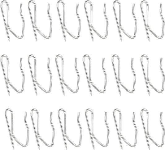 18pcs Metal Curtain Hooks, 1.2 Inch Drapery Pin and Hook for Pleated Drapes, Stainless Steel Door/Window/Shower Curtain, Silver