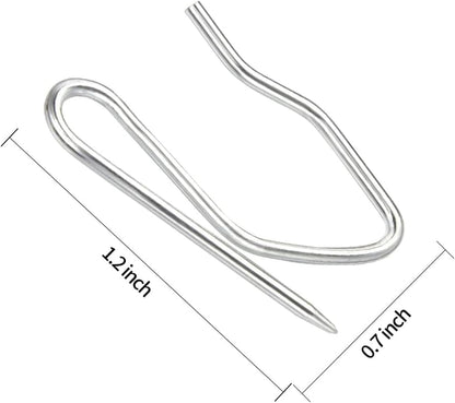 18pcs Metal Curtain Hooks, 1.2 Inch Drapery Pin and Hook for Pleated Drapes, Stainless Steel Door/Window/Shower Curtain, Silver - Image 3