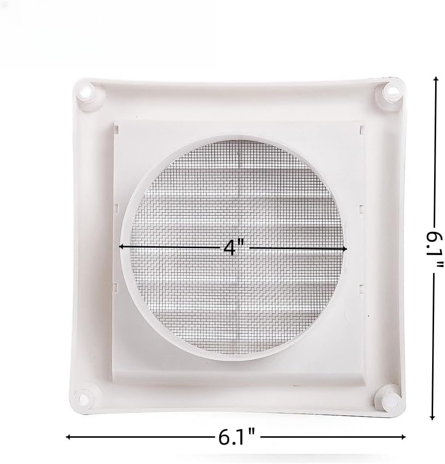 4" Louvered Vent Cover Stops Birds Nesting for Outside Dryer Exhaust Air Vent Cover with 4 Screws for Easy Installation - Image 2