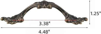 6-Pack French Drawer Pulls - Antique Brass, 3.38" Hole Centers, Vintage Shabby Chic Pulls for Dresser Nightstand Cabinet - Image 2
