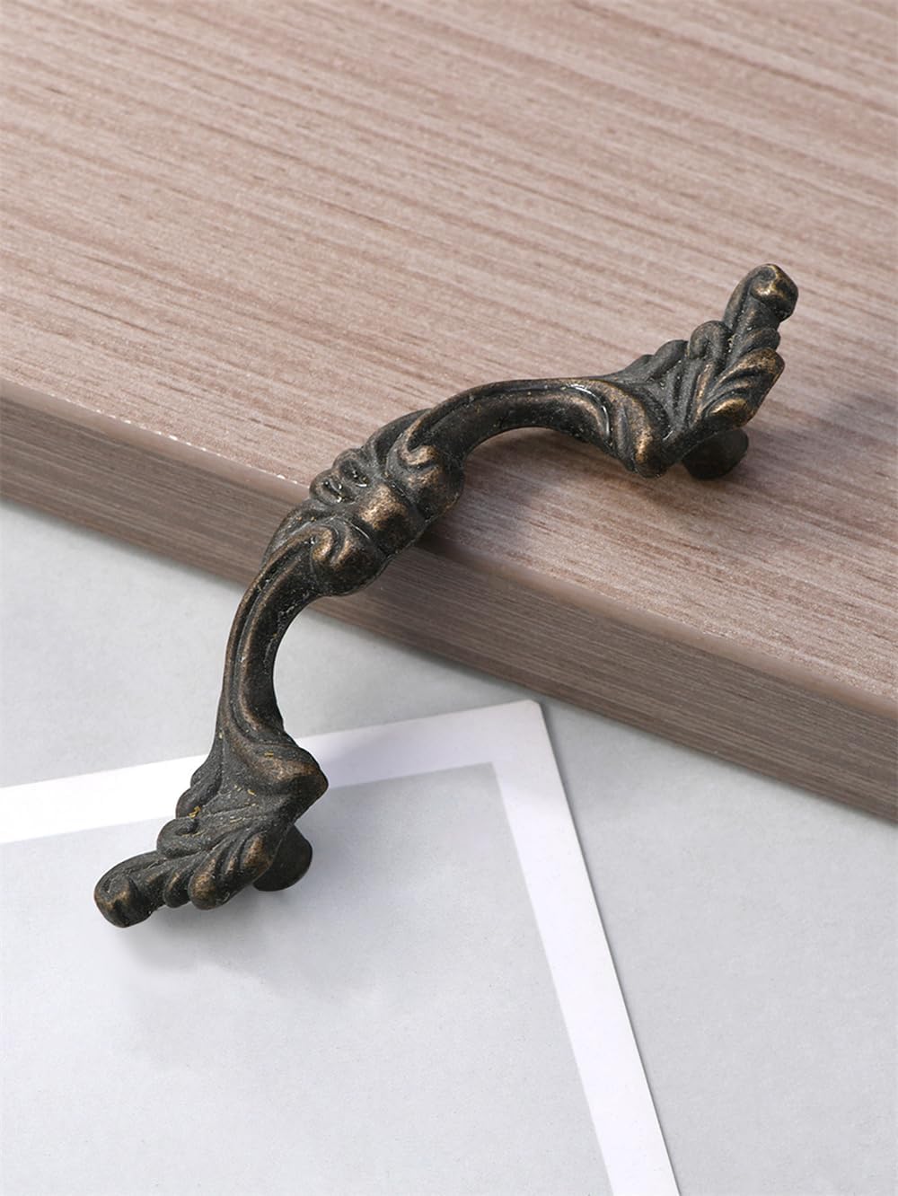 6-Pack French Drawer Pulls - Antique Brass, 3.38" Hole Centers, Vintage Shabby Chic Pulls for Dresser Nightstand Cabinet - Image 3