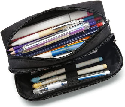Pencil Case Large Capacity Pencil Pouch Aesthetic Pen Bag Office Stationery Organizer Simple Durable Multifunctional Pencil Bag for Adults - Black - Image 3