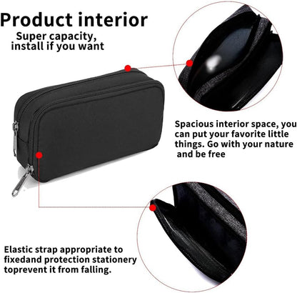 Pencil Case Large Capacity Pencil Pouch Aesthetic Pen Bag Office Stationery Organizer Simple Durable Multifunctional Pencil Bag for Adults - Black - Image 4