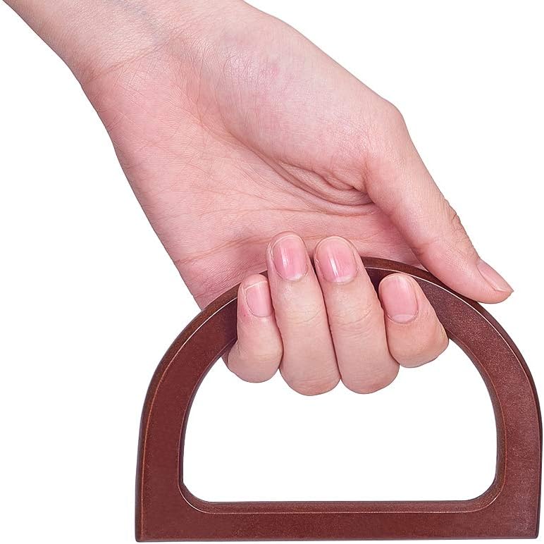 4pcs Wooden Bag Handle Replacement D Shape Purse Handles Handbag Purse Handle Purse Making Supplies for Handmade Beach Bag Crochet Handbags Straw Bag Purse Handles 3.3x4.7inch - Image 3