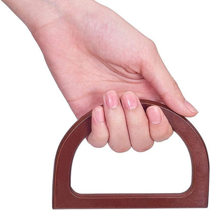 4pcs Wooden Bag Handle Replacement D Shape Purse Handles Handbag Purse Handle Purse Making Supplies for Handmade Beach Bag Crochet Handbags Straw Bag Purse Handles 3.3x4.7inch - Image 3