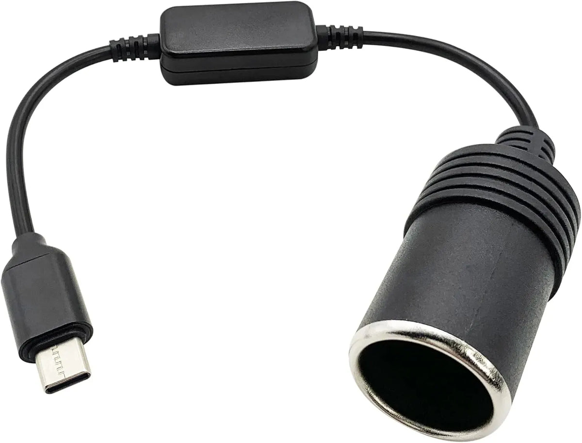 USB C Male to 12V Car Cigarette Lighter Socket Female Converter Cable 1 Ft,USB C to Cigarette Lighter Adapter for Dash Cam, GPS