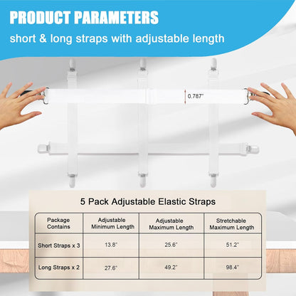 Table Cloth Holder Clips Hidden Strap 5 Pack, Adjustable Elasticity Picnic Tablecloth Clip Indoor Outdoor Large Clamp for Thick Tables Bench Cover Party Restaurant Camping RV Essential Accessories - Image 4