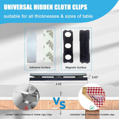 Tablecloth Clips for Thick Tables 6 Pack, Invisible Magnets Picnic Table Cloth Holder Clip Indoor Outdoor Large Clamp for Dining Tables Bench Cover Party Restaurant Camping RV Essential Accessories - Image 3