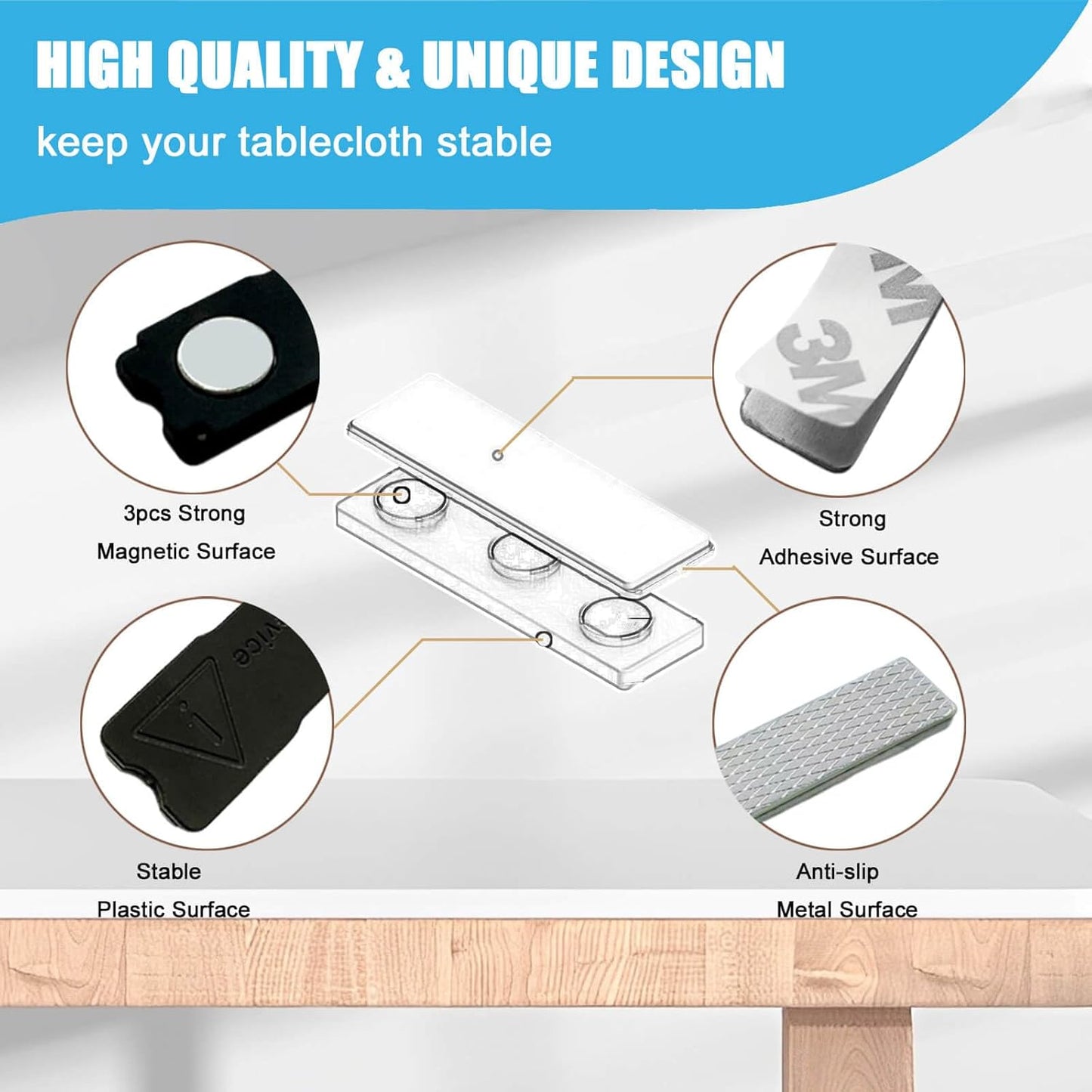Tablecloth Clips for Thick Tables 6 Pack, Invisible Magnets Picnic Table Cloth Holder Clip Indoor Outdoor Large Clamp for Dining Tables Bench Cover Party Restaurant Camping RV Essential Accessories - Image 4