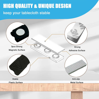 Tablecloth Clips for Thick Tables 6 Pack, Invisible Magnets Picnic Table Cloth Holder Clip Indoor Outdoor Large Clamp for Dining Tables Bench Cover Party Restaurant Camping RV Essential Accessories - Image 4