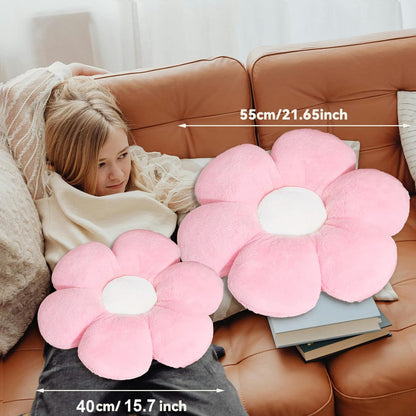 Green Flower Pillow-Daisy Pillows Decorative Throw Pillows,15.7In Cute Flower Shaped Pillow for Bed & Classroom, Fun Throw Pillows Floor Cushions for Home Sofa Chair Couch Decor - Image 3