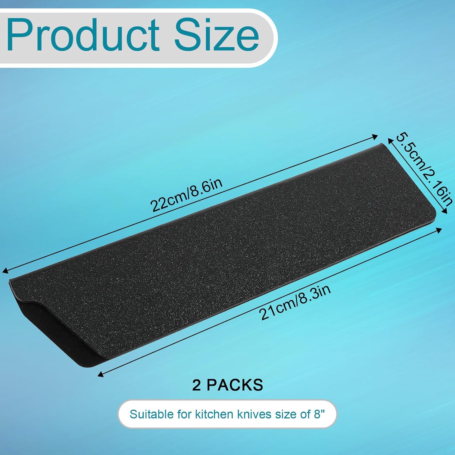 2 Pcs Knife Covers or Sleeves 8" x 2.2" Knife Edge Guard Universal Waterproof Kitchen Knife Sheath, Chef Knife Sheath, Plastic Knife Cover for Kitchen Knives, Black - Image 2
