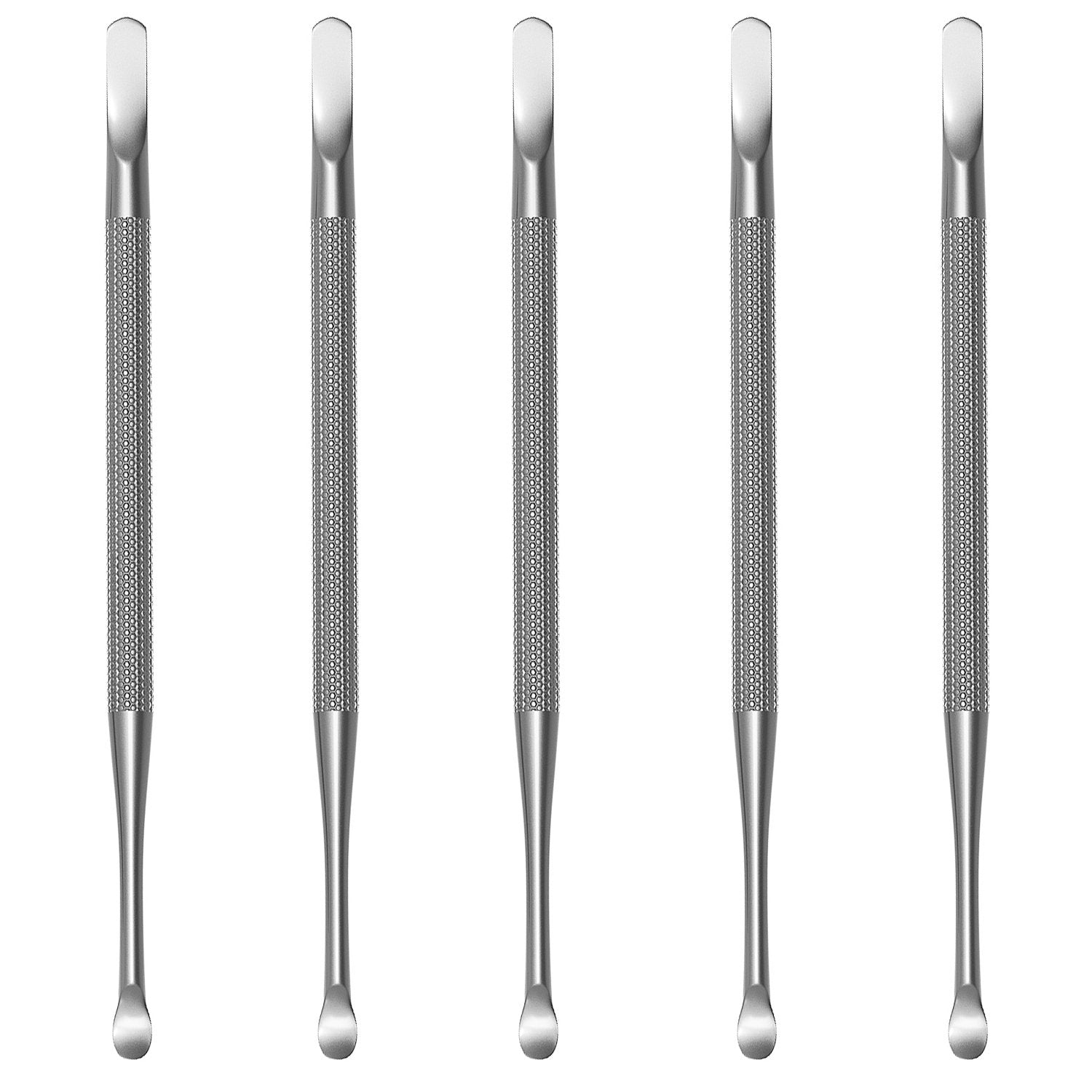 Professional Cuticle Pusher and Spoon Nail Cleaner | 5 Pack | Dual Sided Stainless Steel Pusher and Nail Cleaner | For Nail And Cuticle Care | by  Beauty Tools