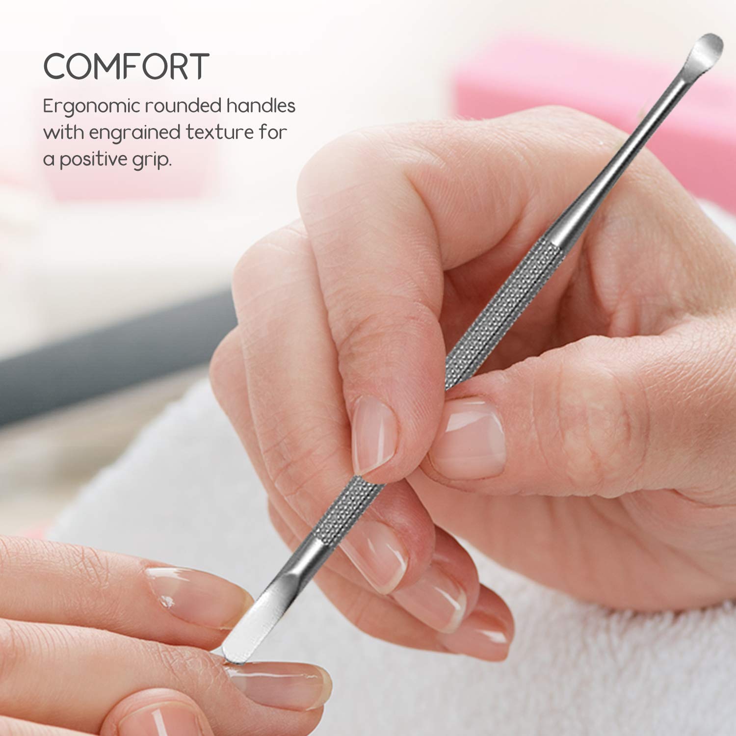 Professional Cuticle Pusher and Spoon Nail Cleaner | 5 Pack | Dual Sided Stainless Steel Pusher and Nail Cleaner | For Nail And Cuticle Care | by  Beauty Tools - Image 3