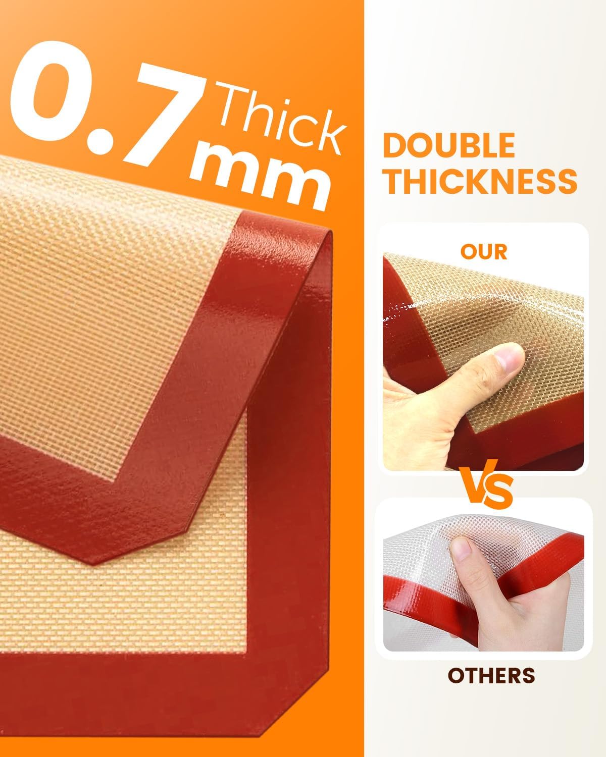Silicone Mats, 2 Pack Nonstick Baking Sheet Liners, 26" x 11" Pastry Mat for Cookies, Candy, Bread & Pastry - Image 4