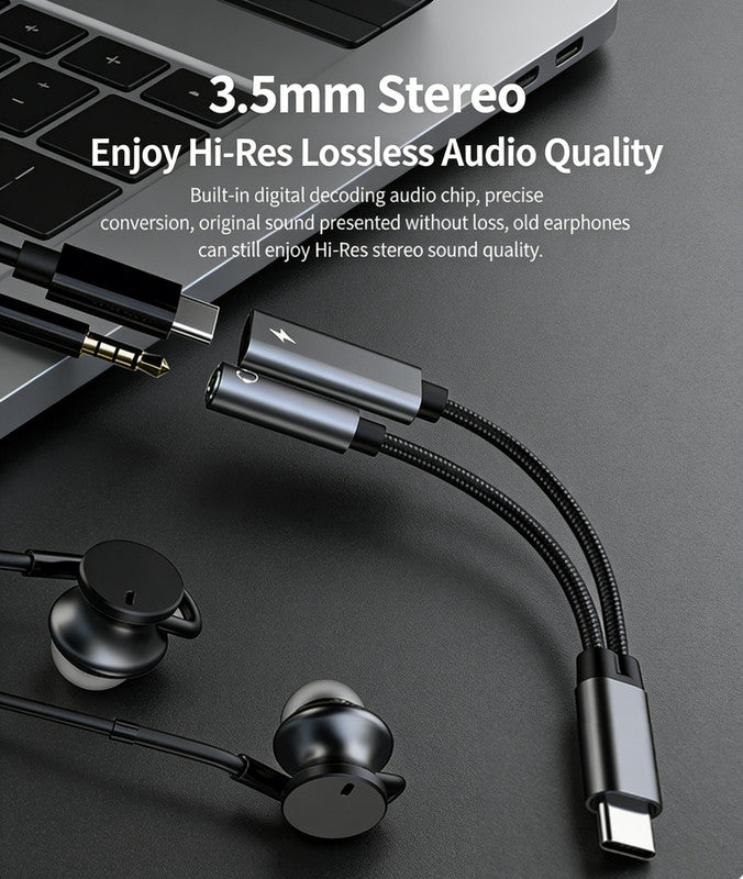 Samsung Galaxy S25 Headphone Adapter, USB C to AUX Mic Jack with PD 60W Fast Charging for Stereo, Earphones, Compatible with Samsung Galaxy S25/S25+/S25 Ultra/S24/S24+, Google Pixel 8/7 - Image 2